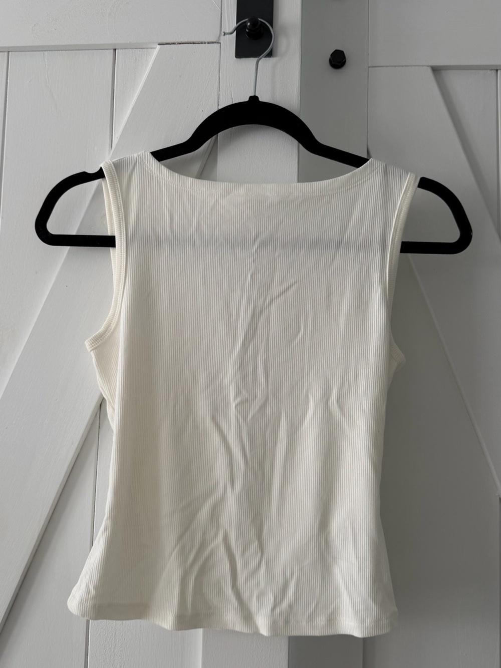 Pink Rose Ribbed Tank Top - Cream